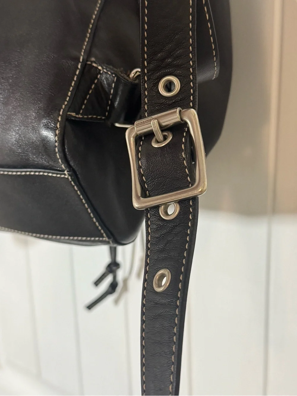 Coach 9569 Legacy Black Leather Drawstring Mini Backpack